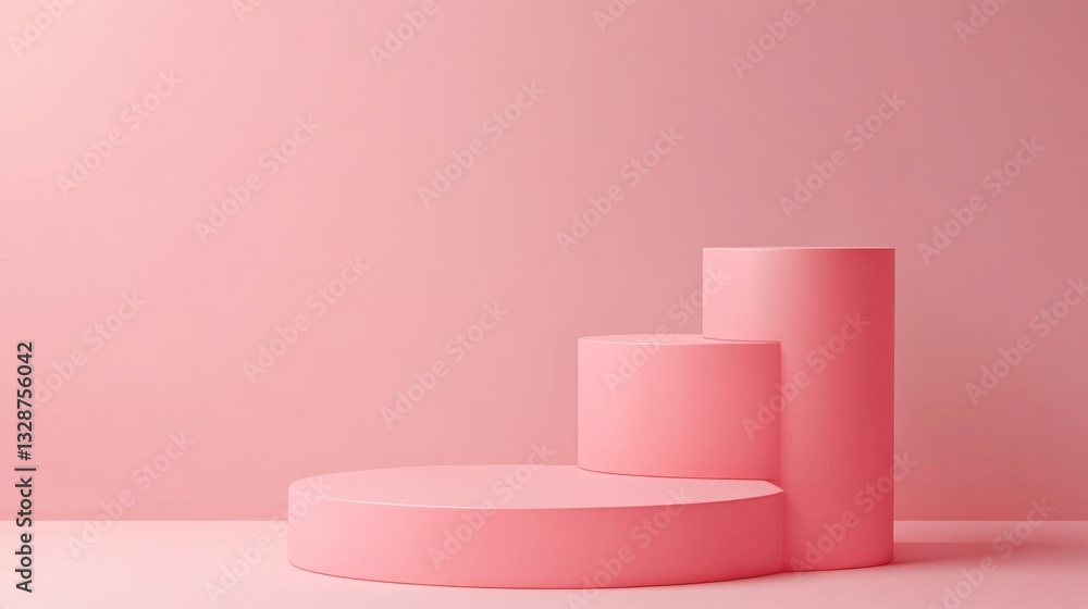 Pink sculpture displayed against a solid pink background creating a monochromatic visual effect Pink sculpture displayed against a solid pink background creating a monochromatic visual effect