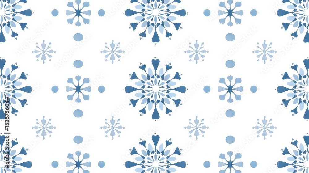 Elegant Snowflake Pattern Design in Blue and White for Winter Decor Elegant Snowflake Pattern Design in Blue and White for Winter Decor