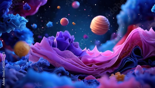 Witness the cosmic dance of creation in this stunning image Observe as a celestial being, a divine artisan of the universe, meticulously sculpting planets from the very fabric of space and time