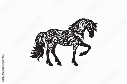 a Horse animal vector silhouette black and white image made by adobe illustrator. eps