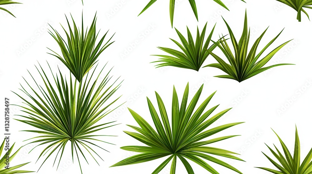 Fototapeta premium Green Tropical Leaves Design on a White Background for Decoration