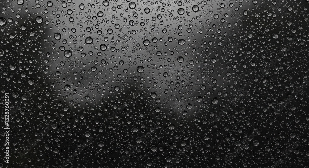 Obraz premium Water droplets on a dark surface.