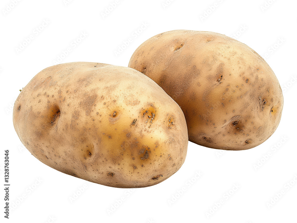 Isolated Two Potatoes Freshly Isolated Two Potatoes Freshly