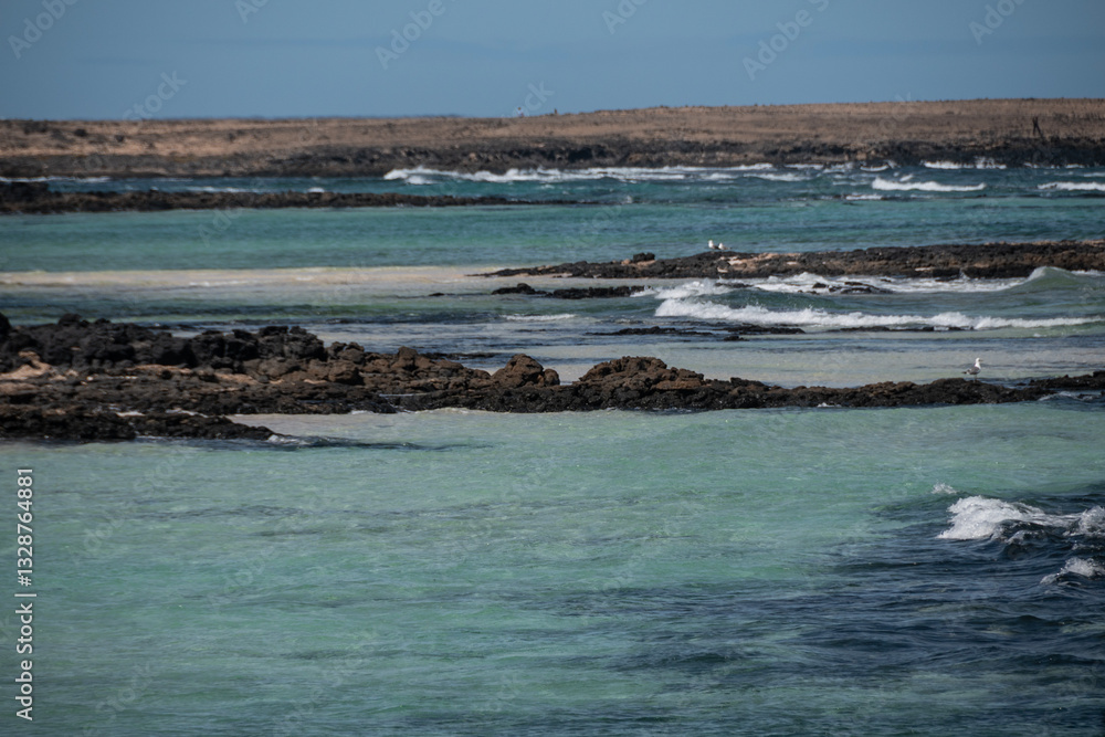 Playa los Charcos en la costa norte de Fuerteventura.