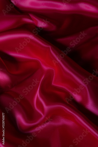 Luxurious silky fabric in deep magenta with elegant folds and soft lighting. Perfect for fashion design, textile backgrounds, branding, digital art, beauty aesthetics, romantic themes