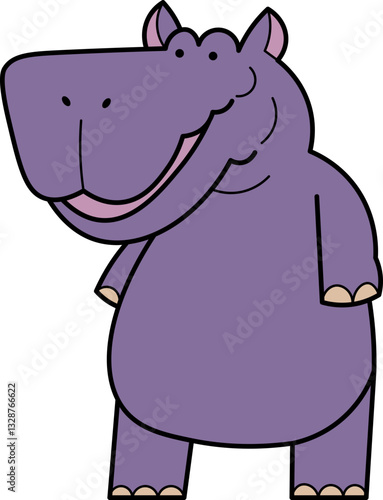 cartoon vector illustration of a Hippopotamus.