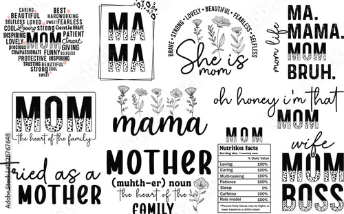 mom bundle, mom typography bundle, happy mother's day bundle