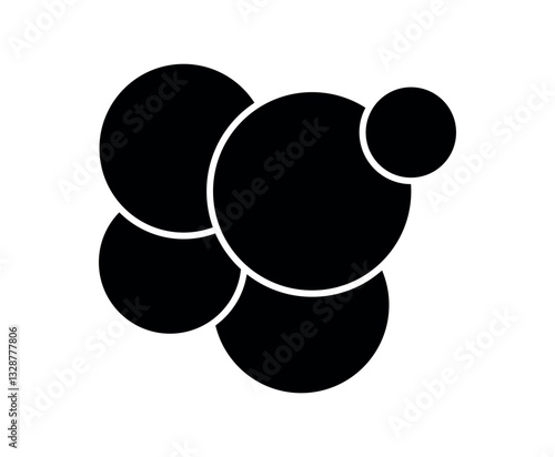 Multiple circle photo collage template vector illustration. black and white picture wall album for abstract background, 