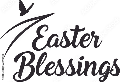 Elegant Easter Blessings Typography with Dove – Religious Calligraphy Design

