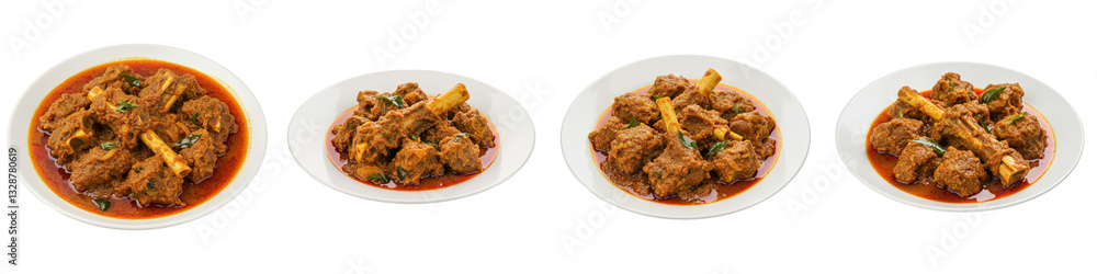 Mutton Curry on White Plate, Cut Out Set Mutton Curry on White Plate, Cut Out Set