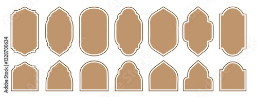Set of islamic shape illustration design blank islamic shape template vector. Islamic vector shape of a window or door arch. Arab frame set. Ramadan kareem.