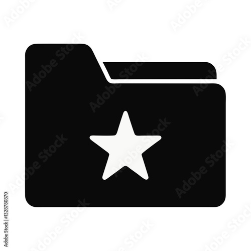 black folder star icon for favorite file organization - flat icon for apps and websites
