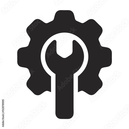 precision wrench gear icon for digital tool settings and maintenance operations - flat icon for apps and websites
