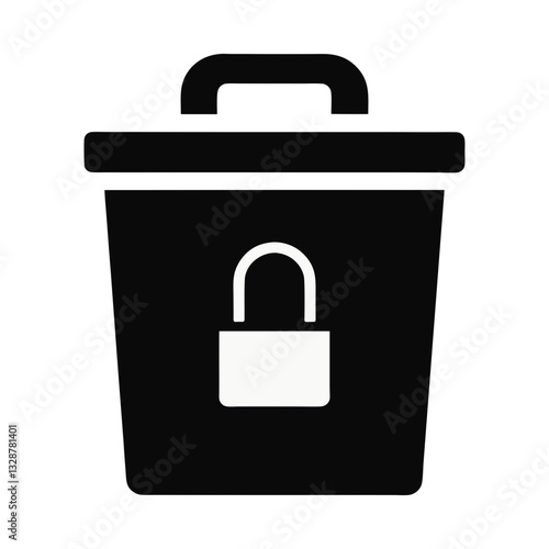 locked trash can icon for secure waste management - flat icon for apps and websites
