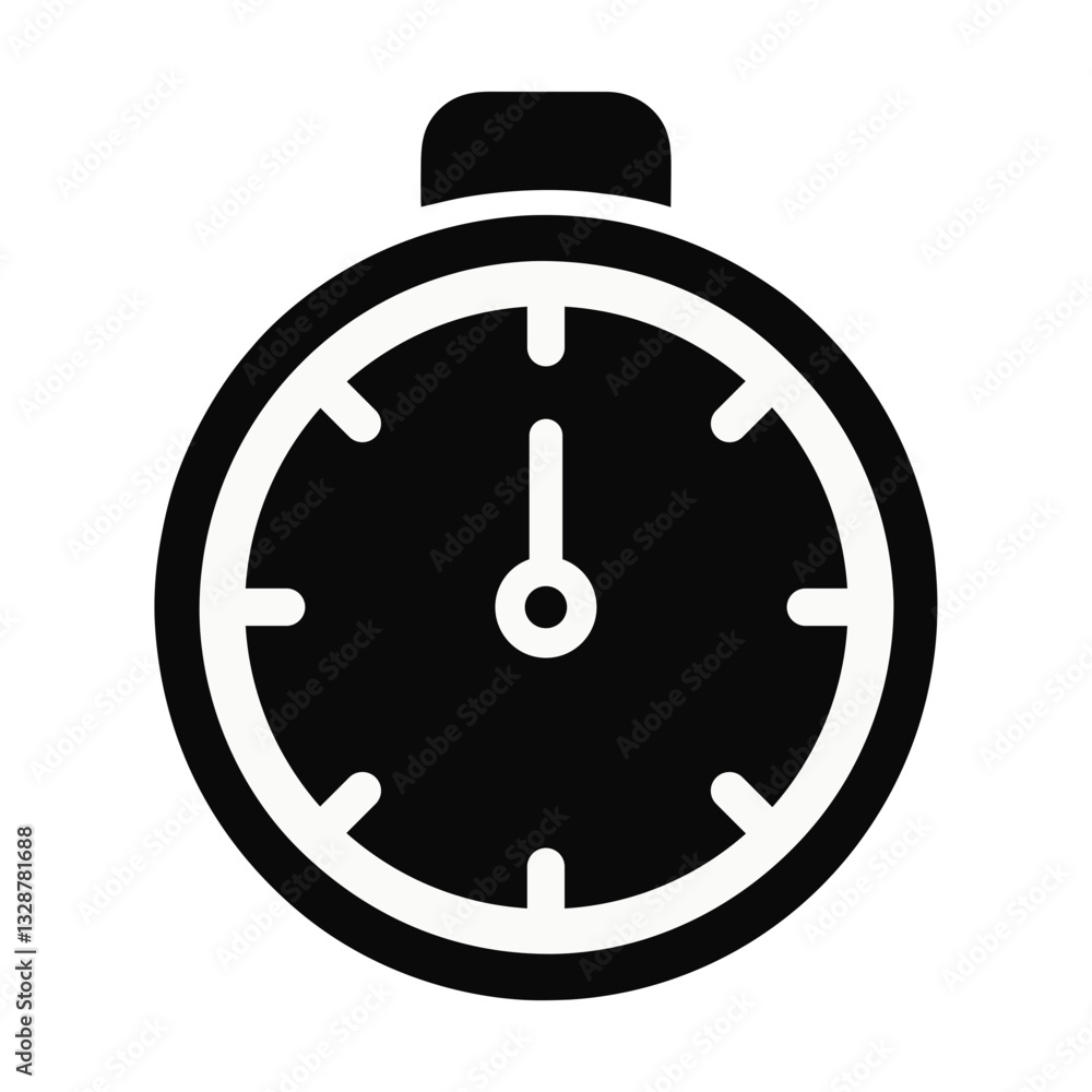 black and white stopwatch flat icon for apps and websites black and white stopwatch flat icon for apps and websites