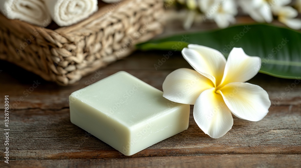 Pretty spa items with a plumeria flower are on a wooden table. You can add your own words! Pretty spa items with a plumeria flower are on a wooden table. You can add your own words!
