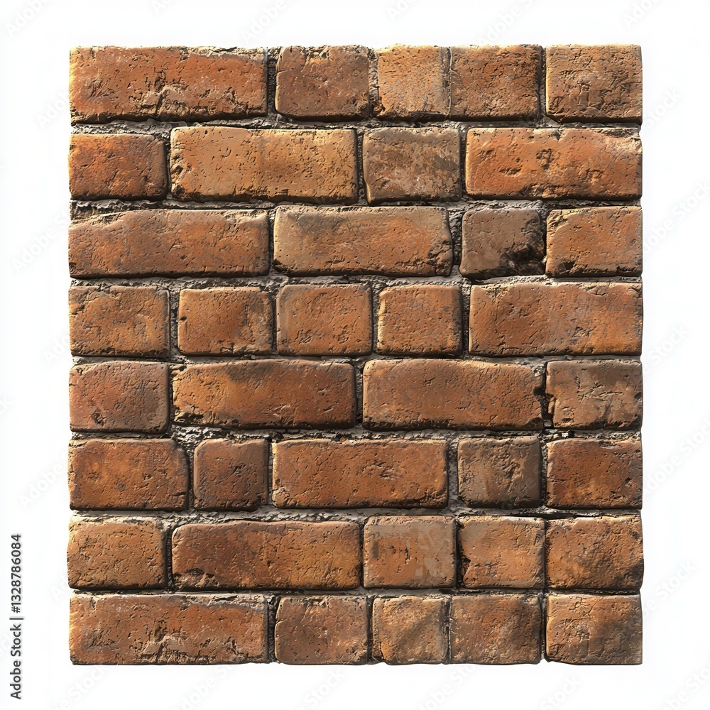 Fototapeta premium Rough brick wall texture, isolated on a pure white background