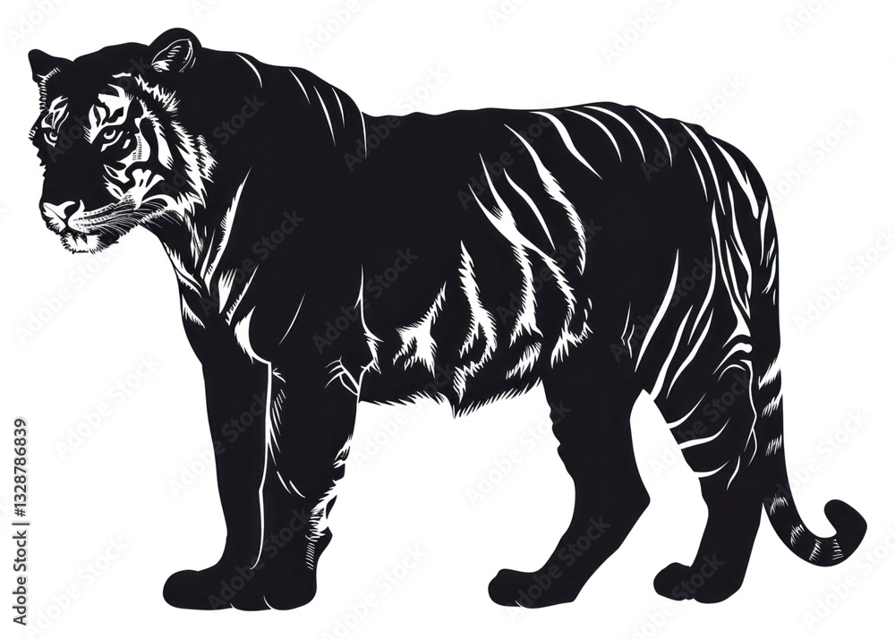 Naklejka premium PNG Tiger silhouette wildlife animal.
