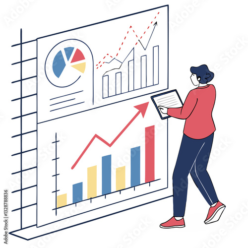 3D Data Chart Showing Growth Trends and Numerical Analysis. Perfect for: Business reports, Financial presentations, Market analysis
