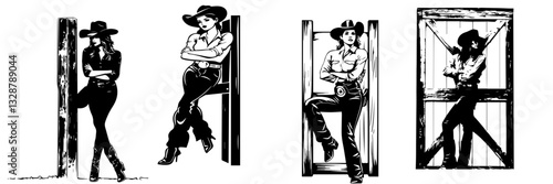 Cowgirl Silhouette Vector Pack – Hop, Ride & Action Poses for Designers
