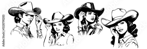 Cowgirl Silhouette Vector Pack – Hop, Ride & Action Poses for Designers
