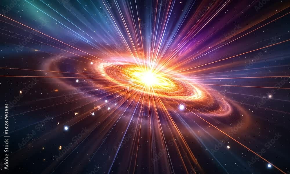 Vibrant Cosmic Explosion with Spiral Galaxy Vibrant Cosmic Explosion with Spiral Galaxy