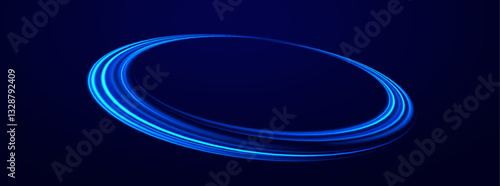 Cybernetic Light Waves: A Stunning Composition of Luminous Motion Rings and Glowing Arc Traces That Resemble High-Speed Energy Orbits, Hovering in a Neon-Drenched Sci-Fi Universe