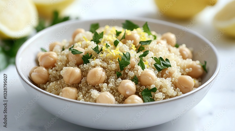 Organic quinoa and chickpeas with parsley and lemon zest Organic quinoa and chickpeas with parsley and lemon zest