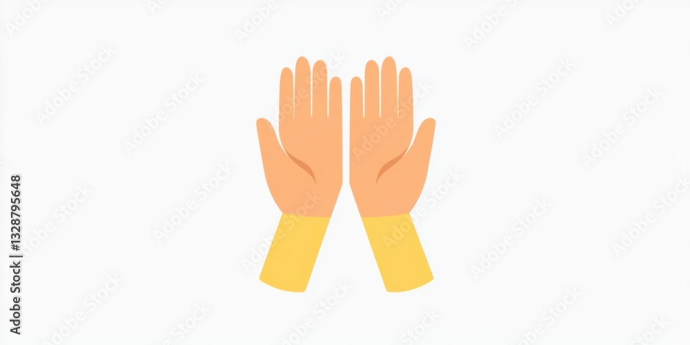 Two hands with palms open, symbolizing welcome or invitation, set against a plain background