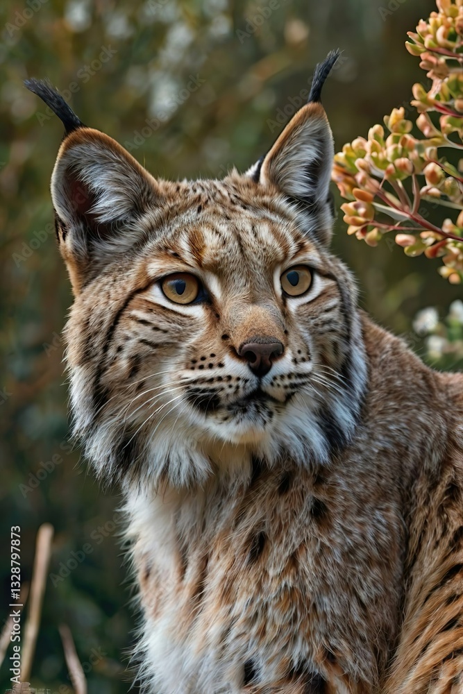 A Lynx pardinus in his habitat. Exotic tourism. Spain and Portugal wildlife. Cultural heritage. Peaceful unique ecosystem. A Lynx pardinus in his habitat. Exotic tourism. Spain and Portugal wildlife. Cultural heritage. Peaceful unique ecosystem.