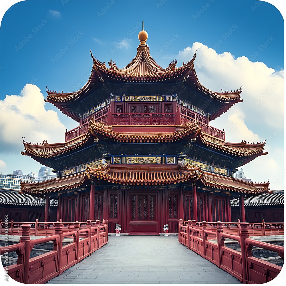 Scenic Chinese pagoda with cherry blossoms high resolution picture Scenic Chinese pagoda with cherry blossoms high resolution picture