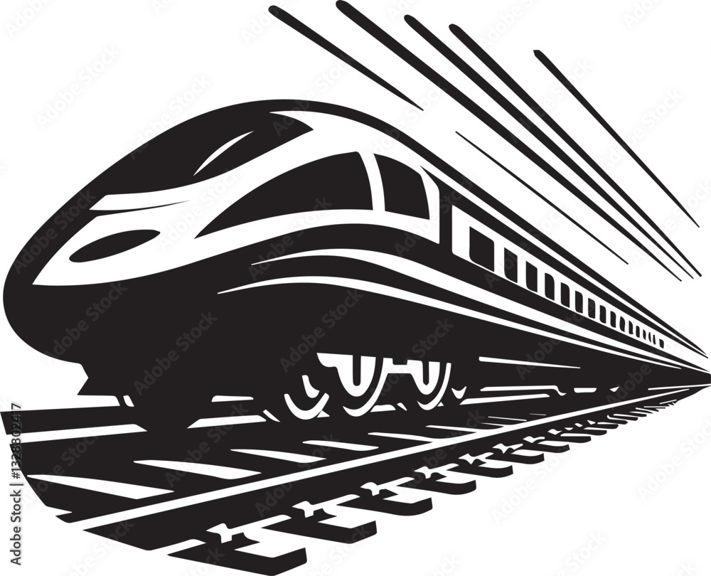 Naklejka premium vector illustration of a train, train logo design, train vector icon, train silhouette vector, train silhouette vector black and white