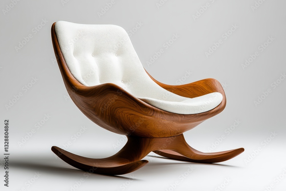 Elegant modern rocking chair with smooth curves and plush fabric, perfect for contemporary living spaces Elegant modern rocking chair with smooth curves and plush fabric, perfect for contemporary living spaces