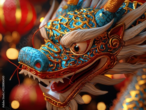 Celestial Guardian Witness the breathtaking spectacle of a colossal dragon, a majestic entity of fantasy, safeguarding an ancient temple steeped in cultural heritage Its scales shimmer with arcane