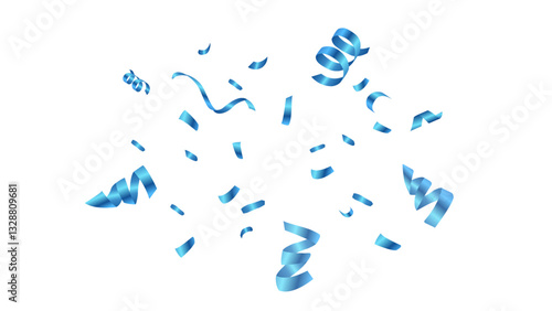 blue confetti and ribbon background vector