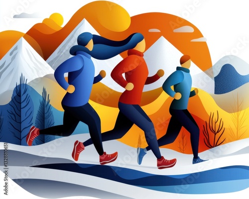Boost productivity and morale with team-building fitness activities Capture the energy of business professionals in sportswear running together, achieving work-life balance through exercise and