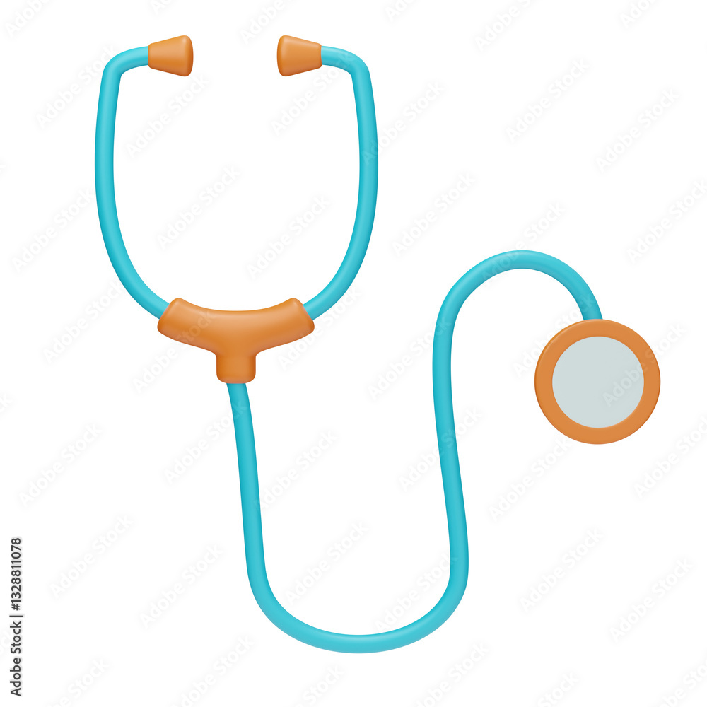 Stethoscope 3d icon png transparent background in kawaii style and kawaii color Stethoscope 3d icon png transparent background in kawaii style and kawaii color