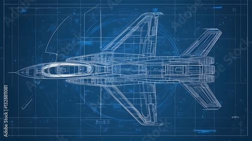 Wallpaper Mural Fighter jet blueprint with detailed cockpit design and engineering Torontodigital.ca