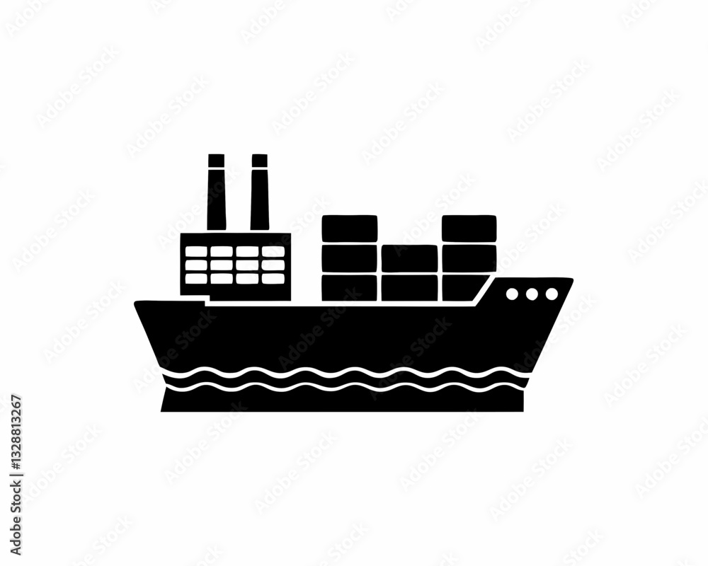 creative silhouette Cargo Ship Icon victor illustration creative silhouette Cargo Ship Icon victor illustration