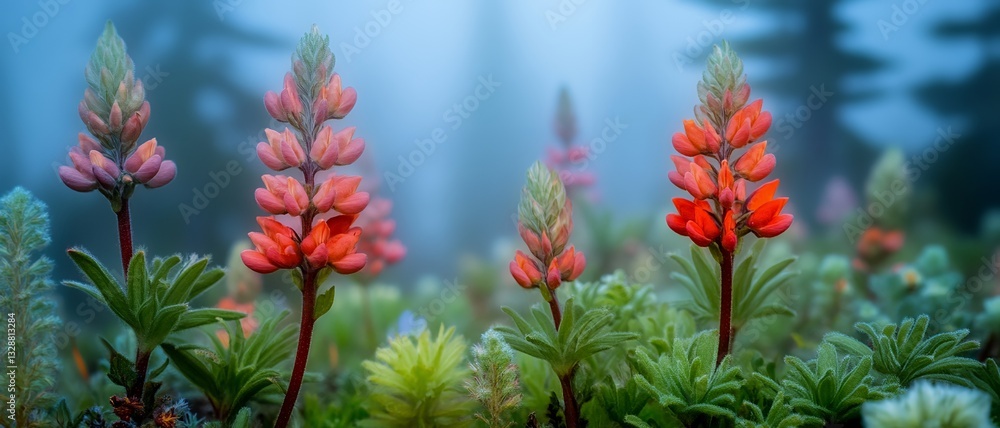 Stunning Red Pink Lupine Flowers Nature Spring Bloom Soft Leaf Stem Wild Plant Image Photo Stunning Red Pink Lupine Flowers Nature Spring Bloom Soft Leaf Stem Wild Plant Image Photo