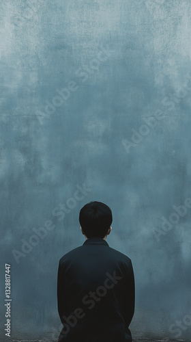 若い男性の後ろ姿のイメージ