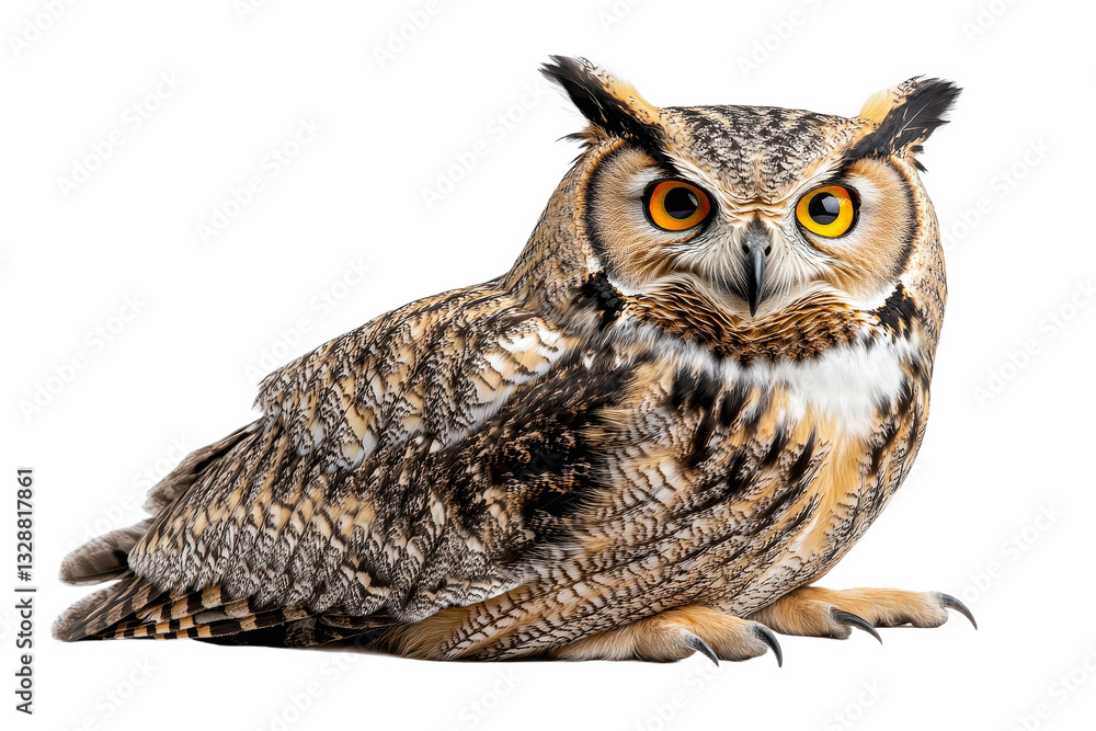 Fototapeta premium Majestic owl perched with striking features and colors