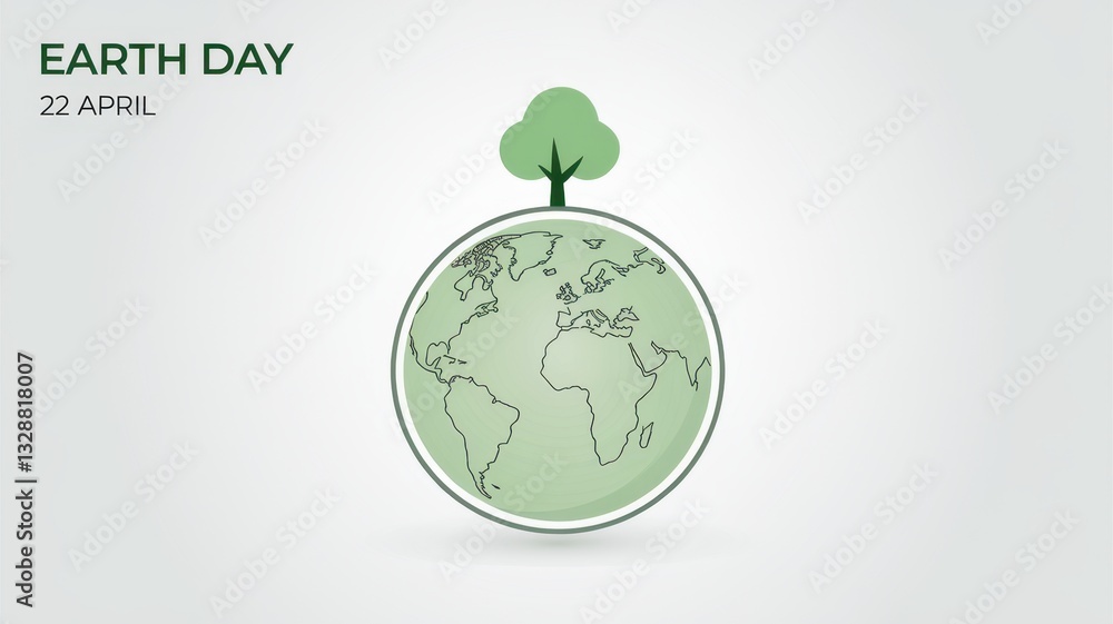 Earth Day illustration featuring a globe and tree, promoting sustainability, environmental awareness, eco-friendly practices, and green living on April 22. Earth Day illustration featuring a globe and tree, promoting sustainability, environmental awareness, eco-friendly practices, and green living on April 22.