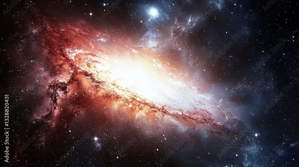 Fototapeta premium Stunning Spiral Galaxy in Deep Space with Bright Core and Stars