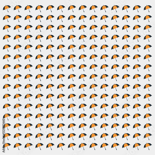 a pattern of orange and black umbrellas
