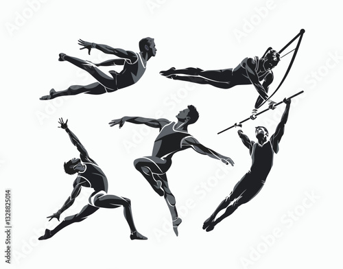 Gymnast Athlete Silhouette Vector Template
