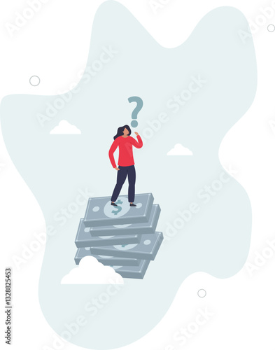 Money question, where to invest, pay off debt or invest to earn profit, financial choice or alternative to make decision concept.flat character life .