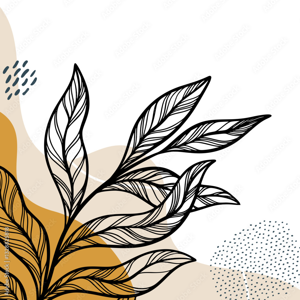Fototapeta premium Beauty Leaf Corner Border Illustration