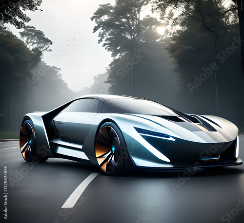 Futuristic electric sport fast car chassis and battery packs with high performance or future EV fatory production and prototype showcase concepts .generative ai