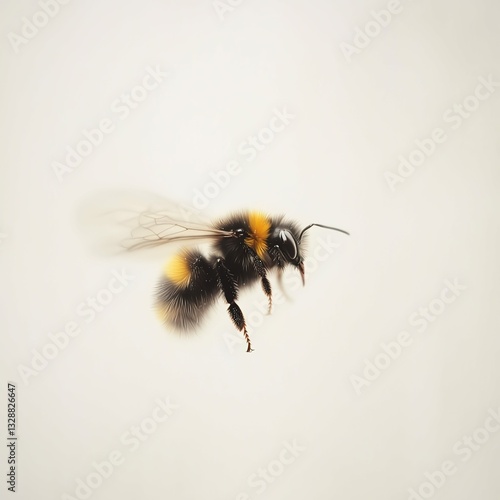 A realistic close-up of a bee, isolated on a pure white background.
